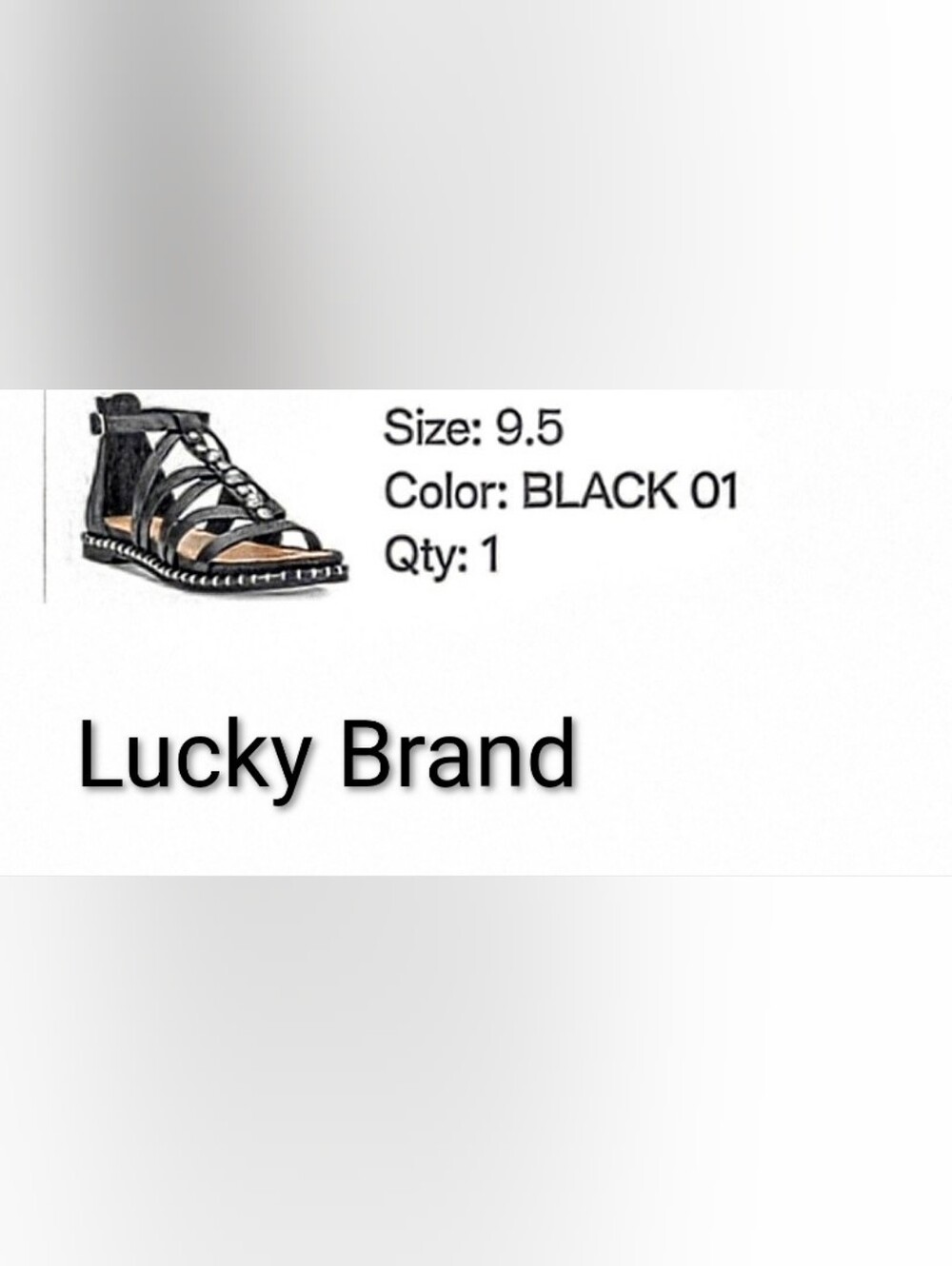 NWOT Lucky Brand Black Strappy Gladiator Flat Sandals